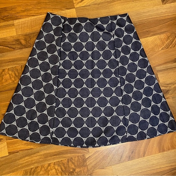 Renee C. Navy and White Circle Pattern A-Line Skirt - Picture 4 of 7